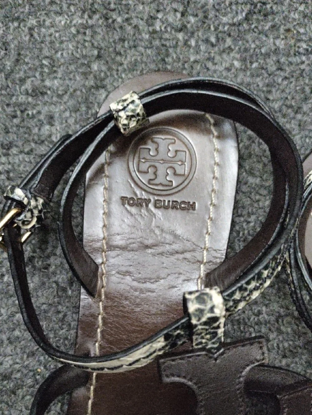 Tory Burch Phoebe Chandler Snake Print Leather Sandals